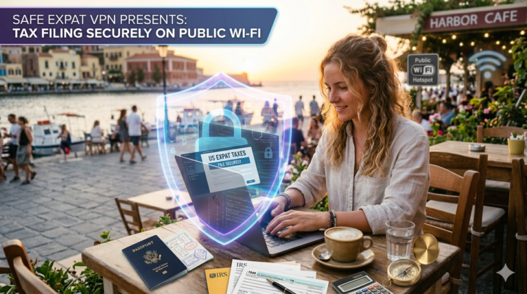 US expats file taxes securely on public WiFi