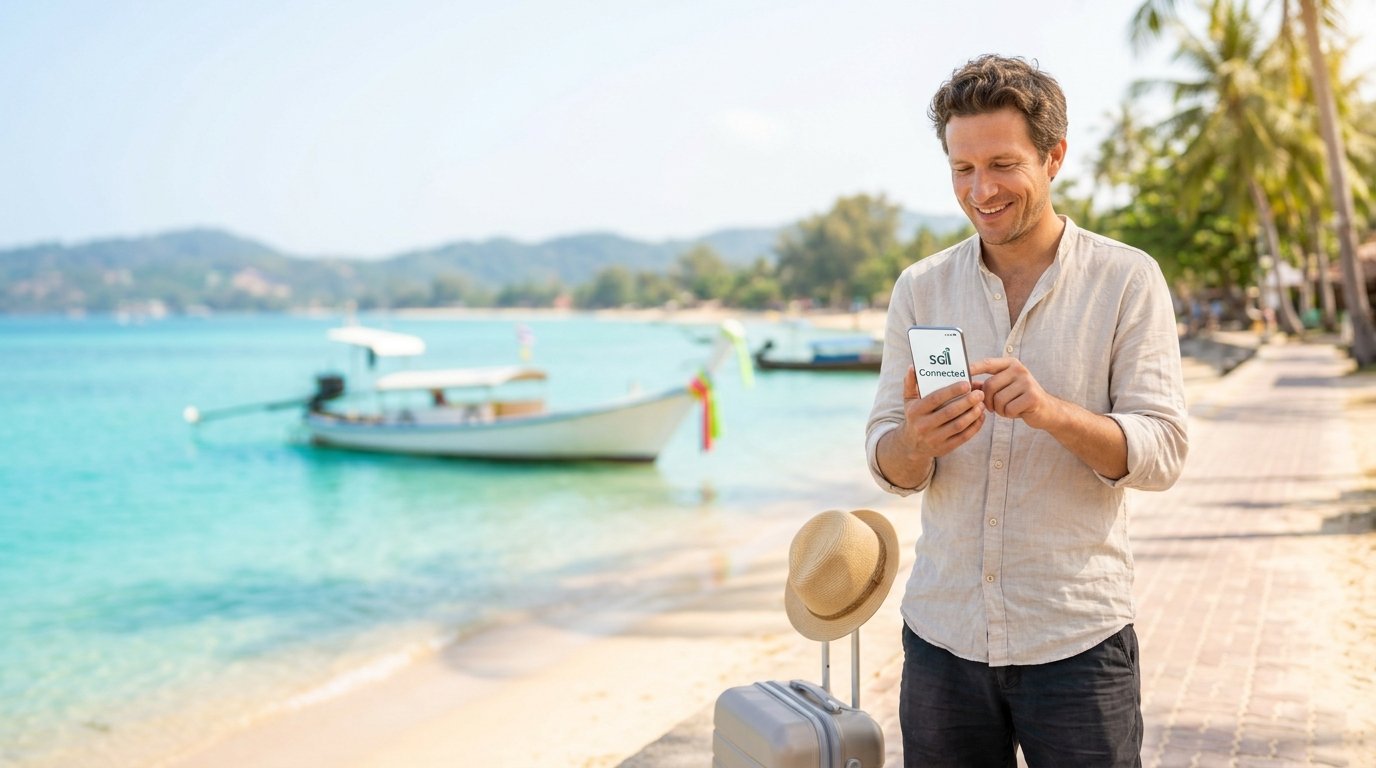 Keep UK number abroad: phone with UK number and travel eSIM data lines active